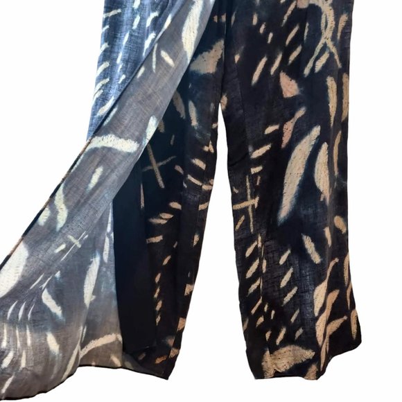 Soft Surroundings Womens Blue Velora Wrap Wide Leg Drapey Isle Style Pants 8 - Picture 4 of 11